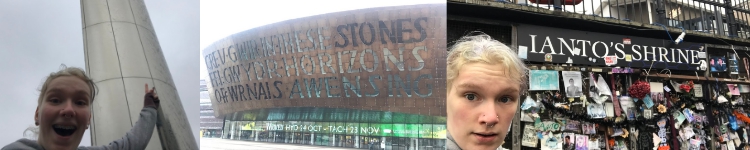 me at the torchwood entrance, the millenium centre, me at Ianto's shrine