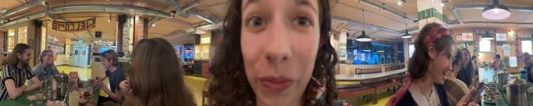 an iphone panorama with Jess in the middle