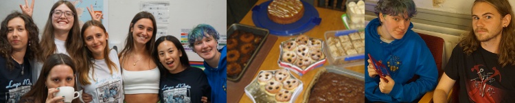 6 friends and me, assorted bakes goods, me and Jono