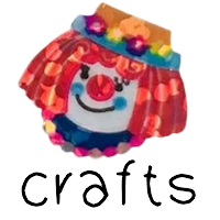 red-haired clown as the craft blog button