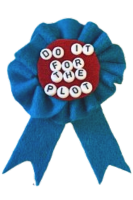 sewn ribbon saying for the plot