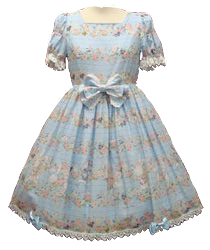 Light blue one-piece dress with flowers and rabbits