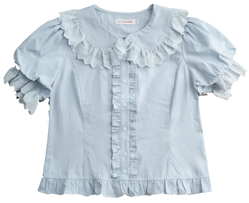 blue short sleeve blouse