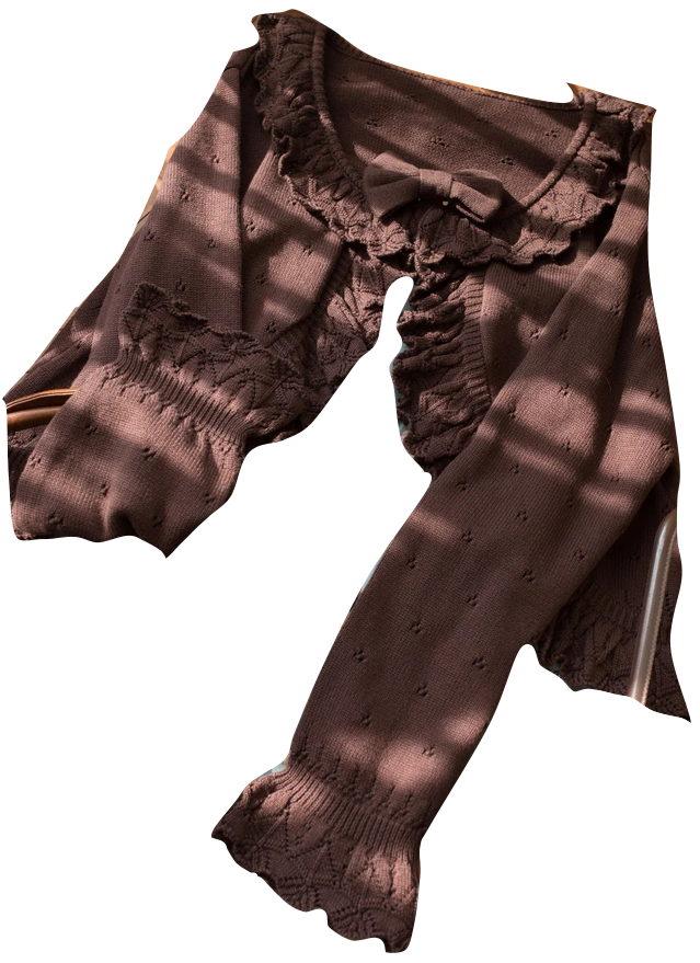 cropped long sleeve brown cardigan