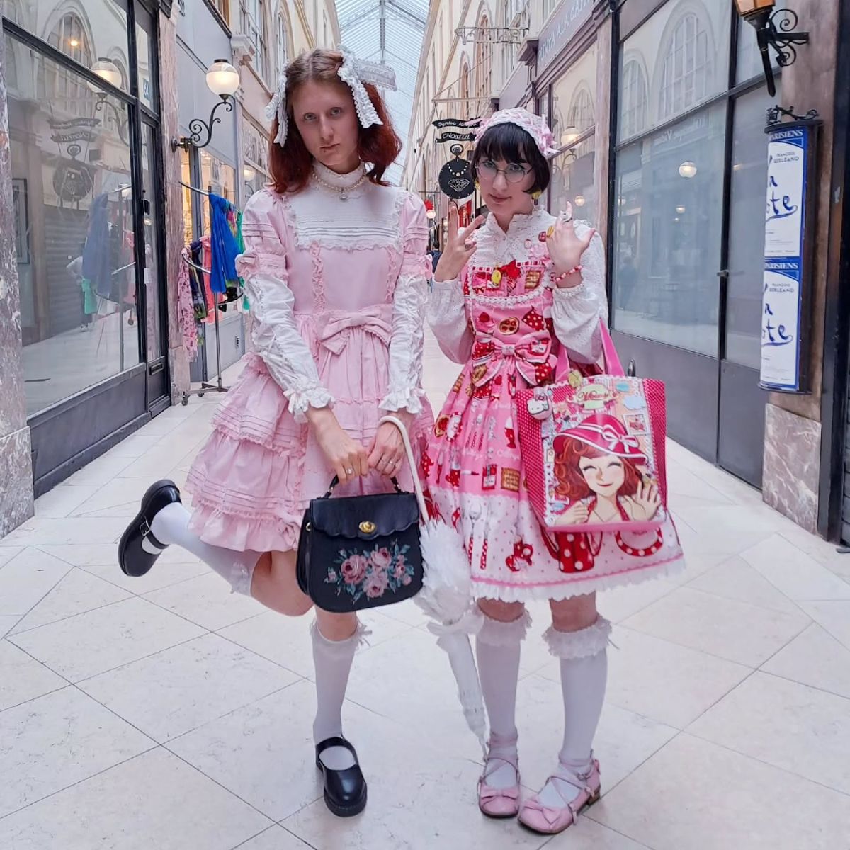 Two Lolitas in mid-school pink