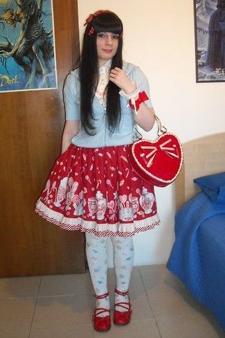 A sweet lolita wearing red and sax