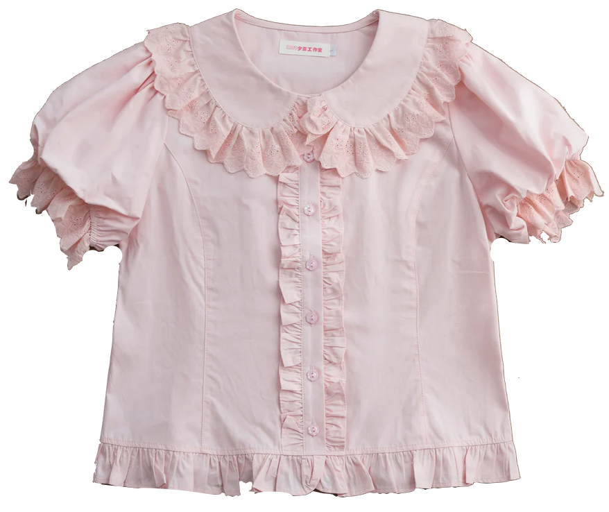 pink short sleeve blouse