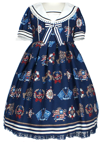 Navy dress with marine themed items