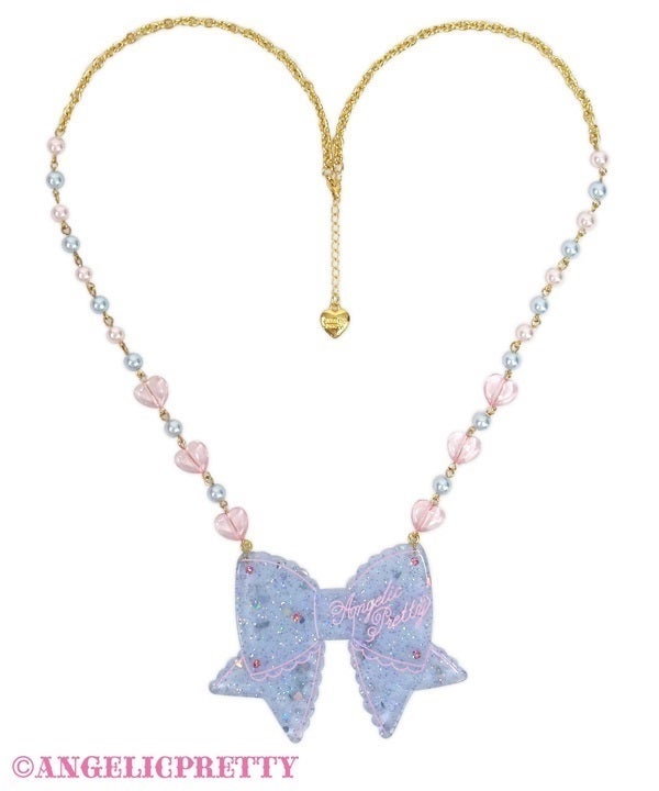 Light blue glittery ribbon necklacce