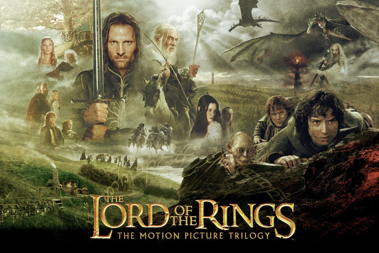 Lord of the Rings Trilogy poster with main cast